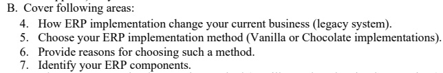 Solved B. Cover following areas: 4. How ERP implementation | Chegg.com