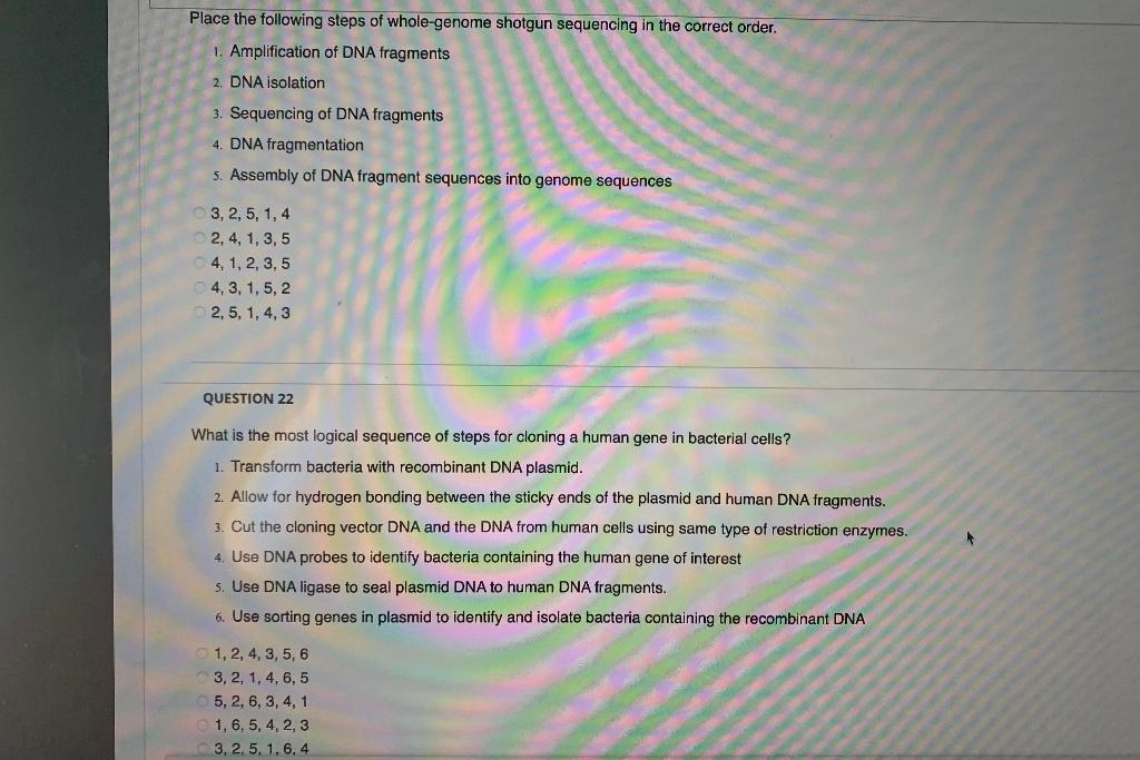 Solved Place the following steps of whole-genome shotgun | Chegg.com
