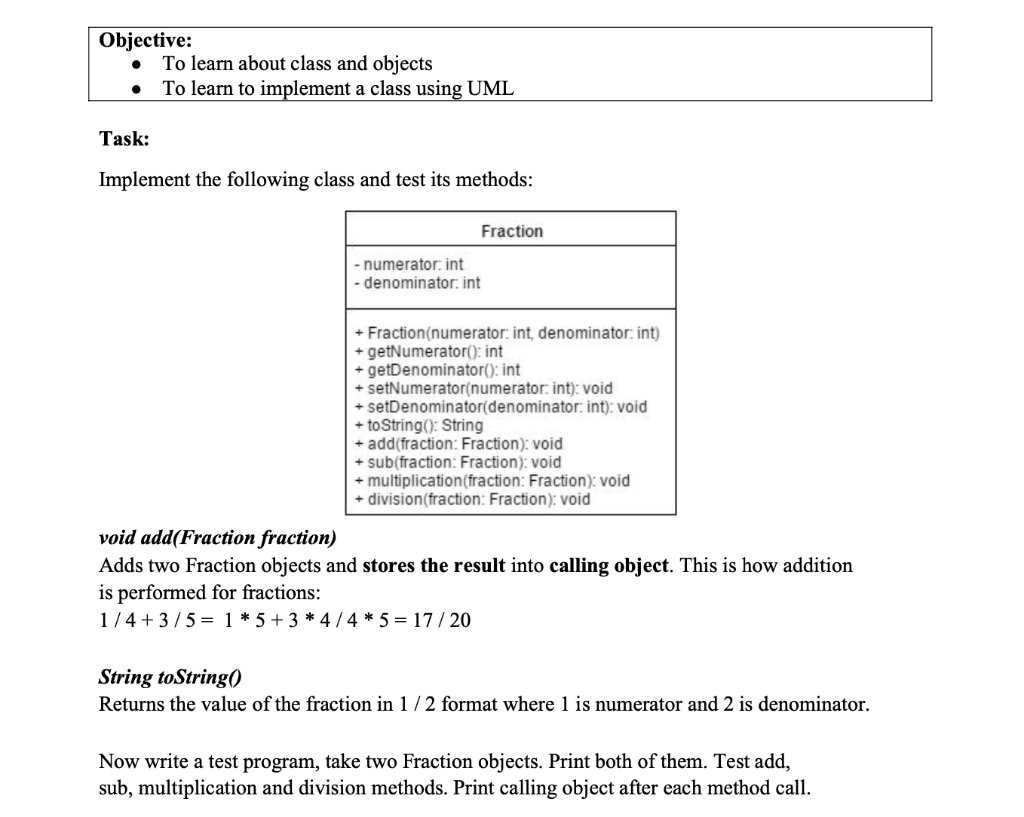 Solved Objective: • To learn about class and objects • To | Chegg.com