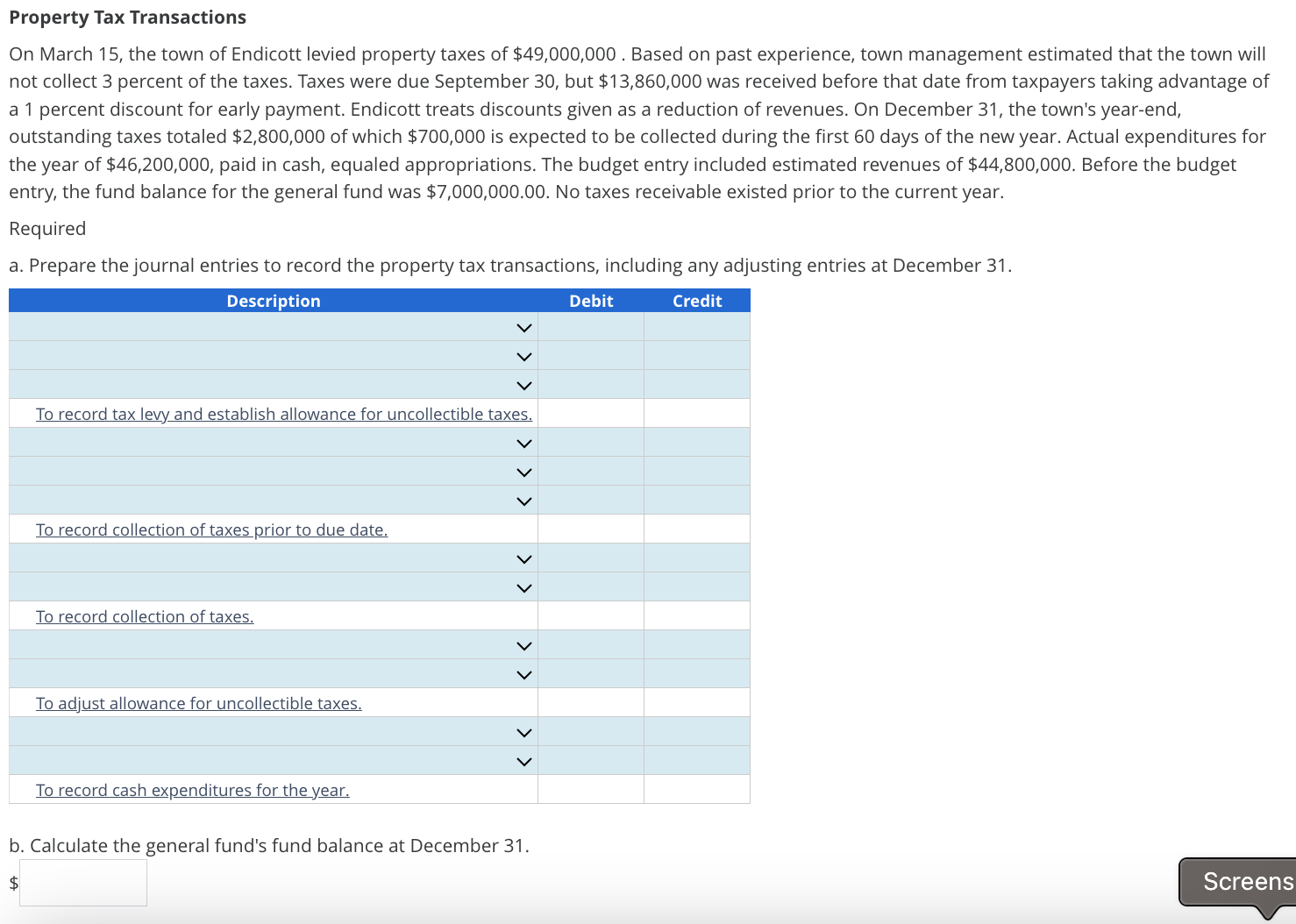 Property Tax Transactions On March 15, the town of