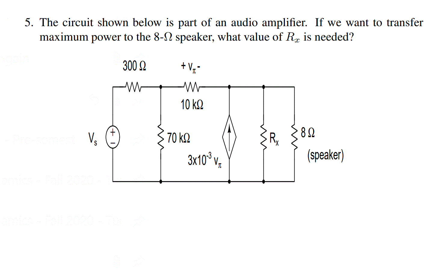 Solved 5. The Circuit Shown Below Is Part Of An Audio | Chegg.com