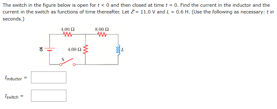 Solved The switch in the figure below is open for t
