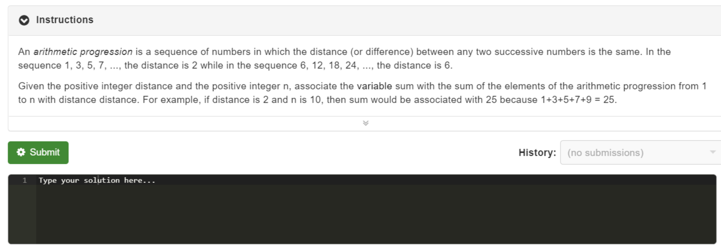 Solved Instructions An arithmetic progression is a sequence | Chegg.com