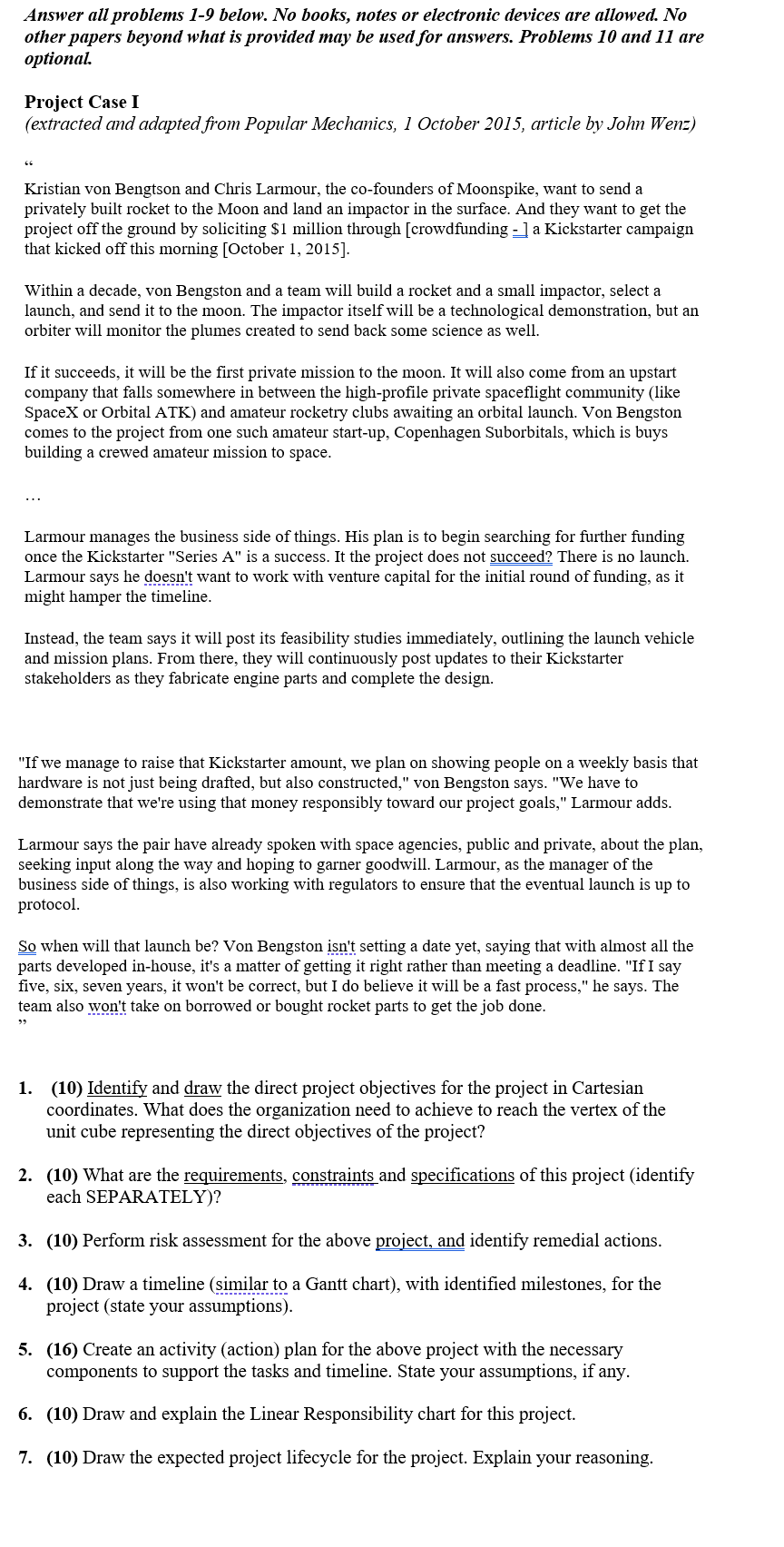 Answer all problems 1-9 below