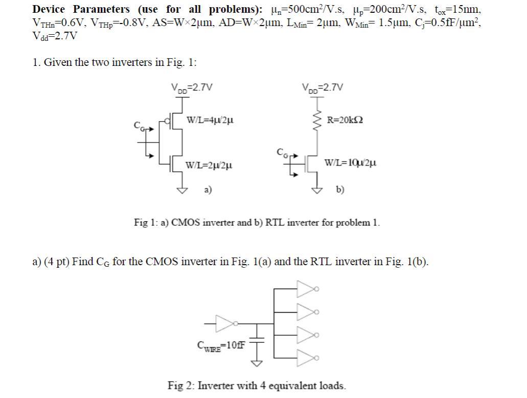 Device Parameters (use for all problems): μn=500 | Chegg.com