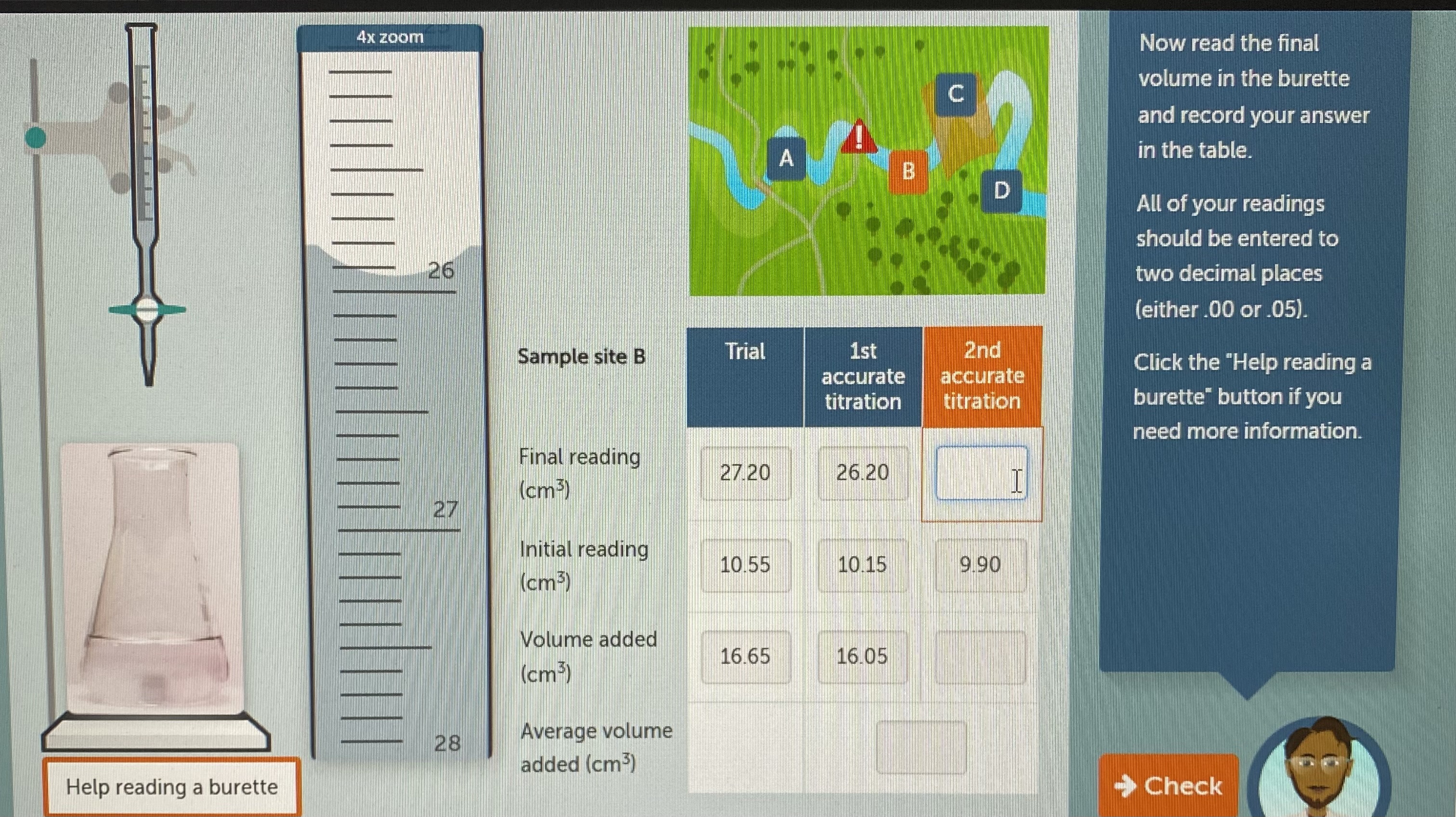 Now read the final volume in the burette and record