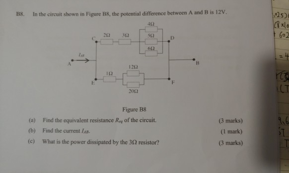 Solved B8. In The Circuit Shown In Figure B8, The Potential | Chegg.com