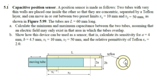 Solved 5.1 Capacitive position senser. A position sensor is | Chegg.com