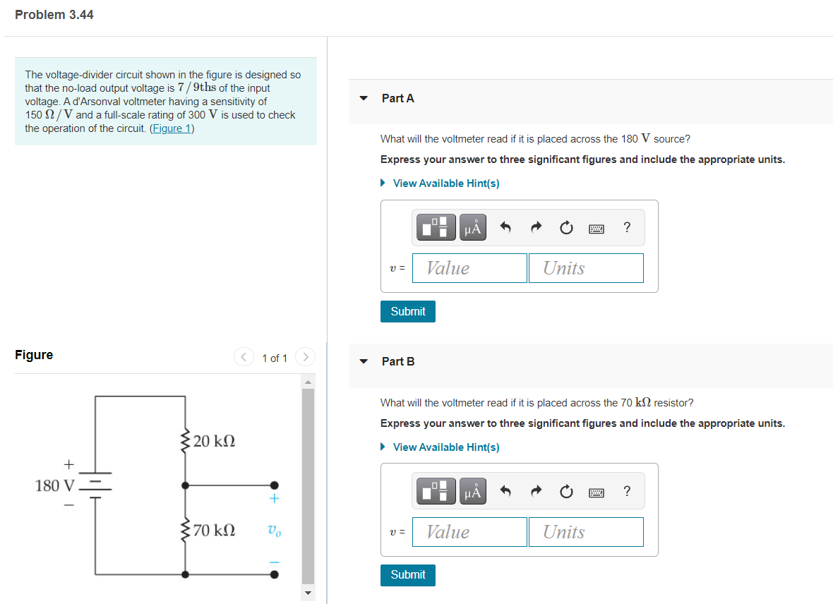 Solved Problem 3.44 The Voltage-divider Circuit Shown In The | Chegg.com