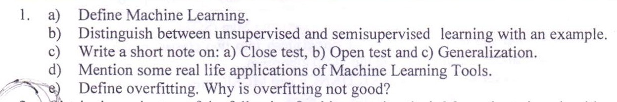 Solved 1. A) Define Machine Learning. B) Distinguish Between | Chegg.com