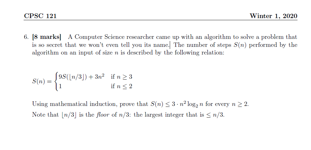 Solved CPSC 121 Winter 1, 2020 6. [8 marks] A Computer | Chegg.com
