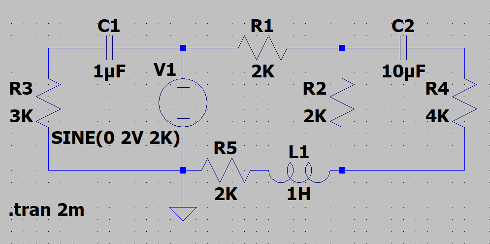 Solved C1 R1 C2 1pF V1 + 2K 10uF R4 R3 R2 ЗK. 2K 4K SINE(O | Chegg.com