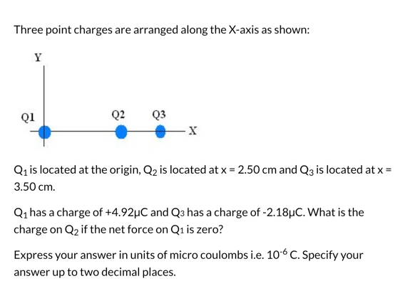 Solved Three Point Charges Are Arranged Along The X-axis As | Chegg.com