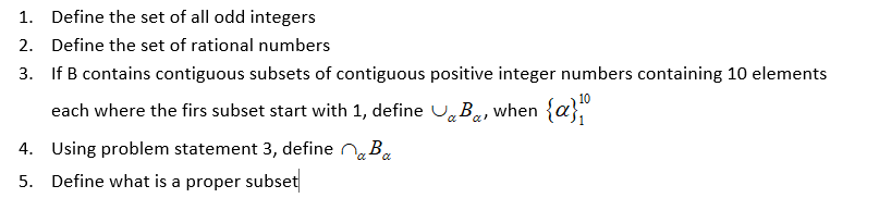 Solved Define the set of all odd integers 1. Define the set | Chegg.com