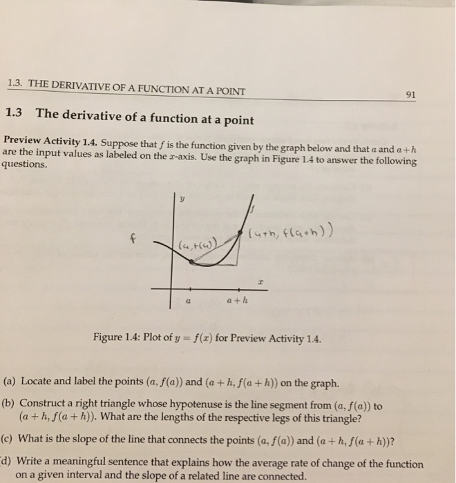 Solved 1.3. THE DERIVATIVE OF A FUNCTION AT A POINT 91 1.3 | Chegg.com