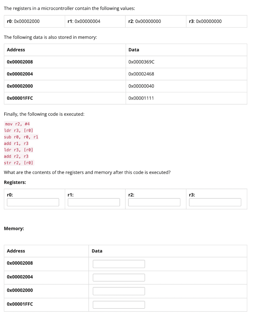 Solved The registers in a microcontroller contain the | Chegg.com