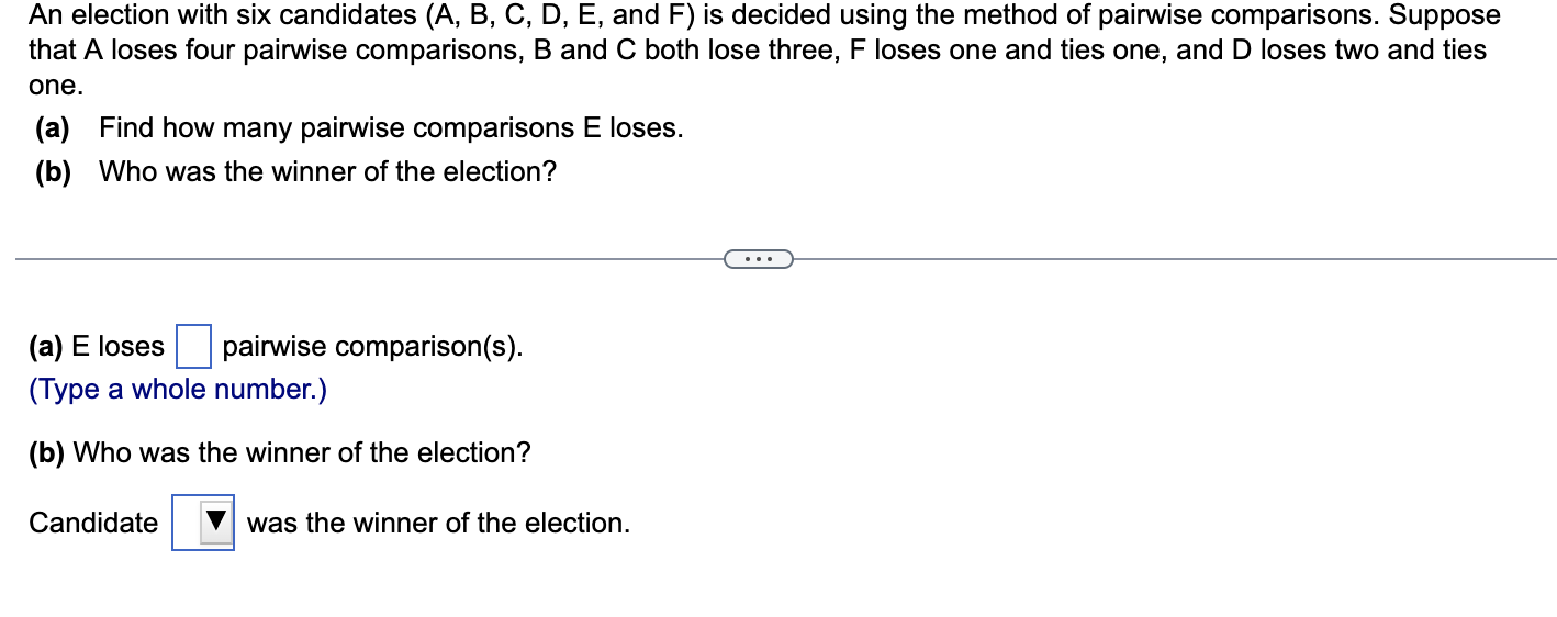 Solved An Election With Six Candidates (A,B,C,D,E, And F) Is | Chegg.com