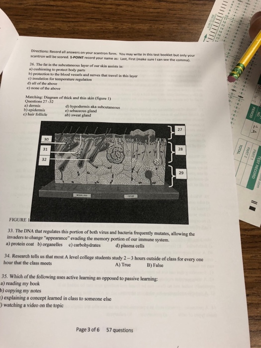 Solved on your scantron form You may write in this test | Chegg.com