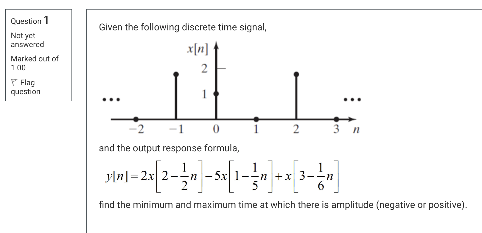 Solved Question 1 Given the following discrete time signal, | Chegg.com