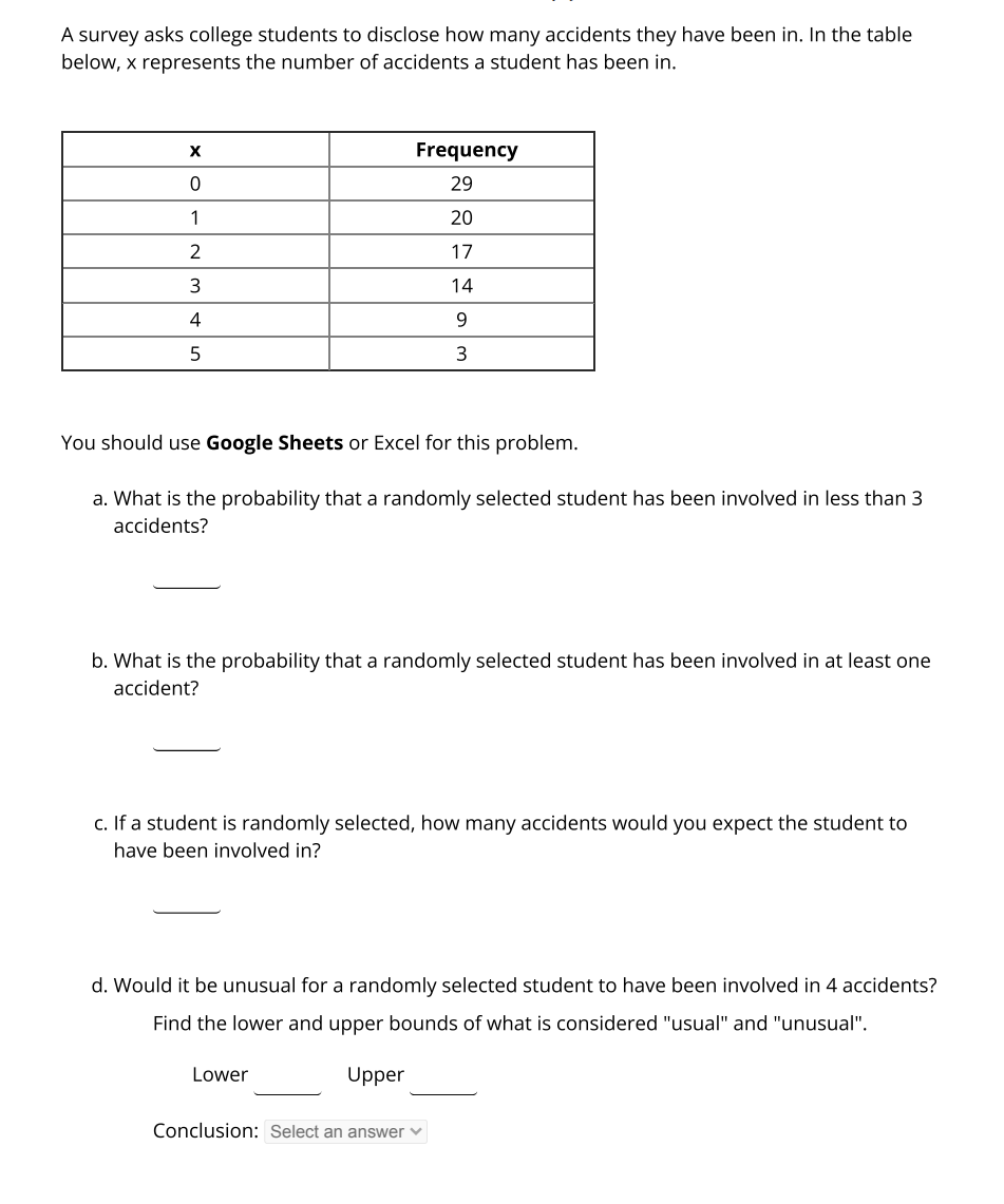 Solved A survey asks college students to disclose how many | Chegg.com