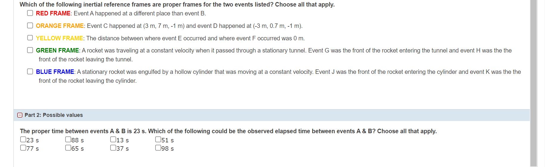 Solved Which of the following inertial reference frames are | Chegg.com