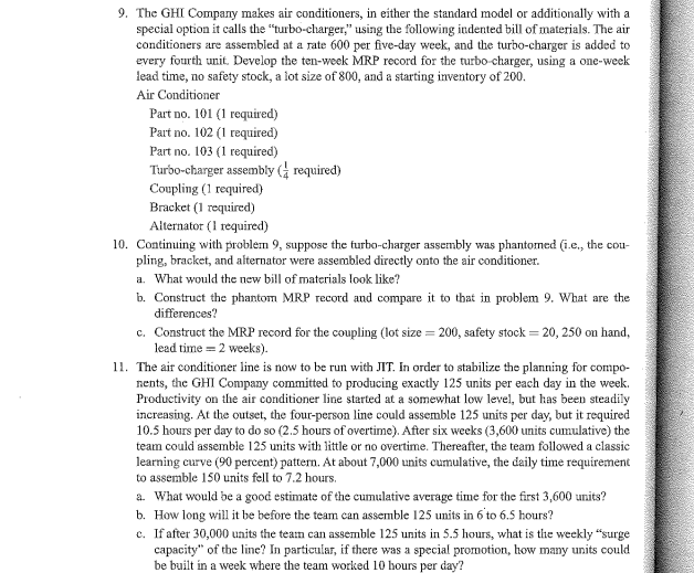 Solved 9. The GHI Company makes air conditioners, in either | Chegg.com