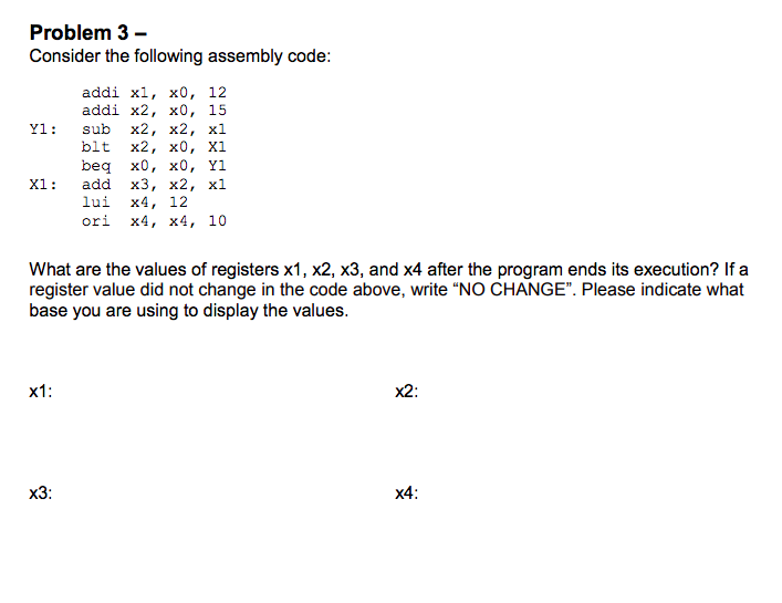 Solved Problem 3- Consider the following assembly code addi | Chegg.com