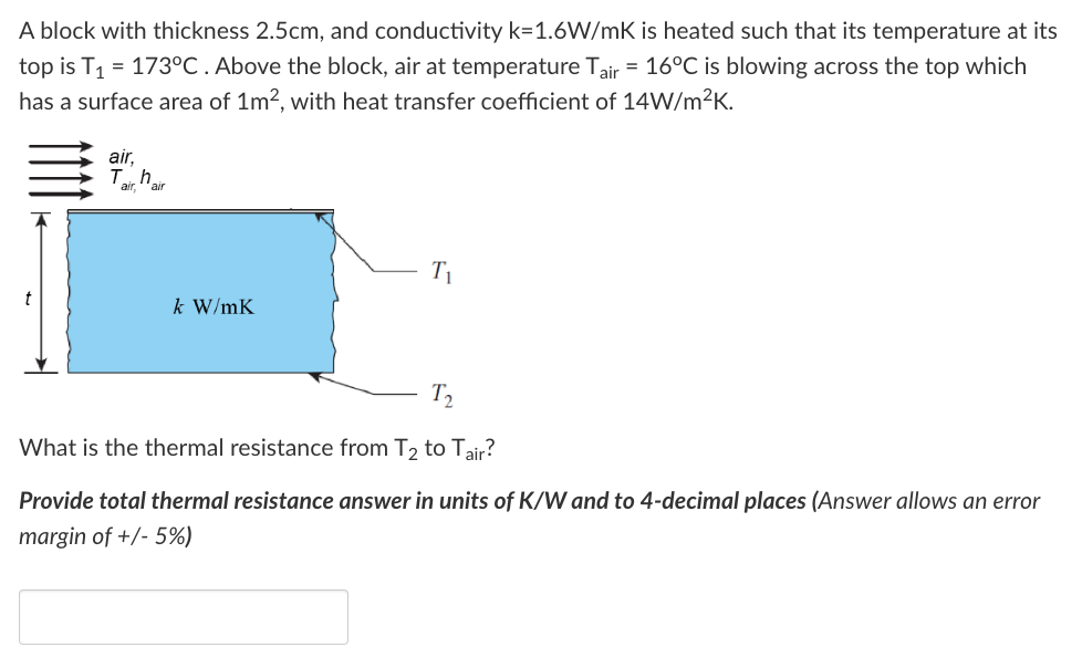 Solved A block with thickness 2.5 cm, and conductivity k=1.6 | Chegg.com