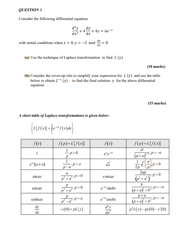 Solved QUESTION 3 Consider The Following Differential | Chegg.com