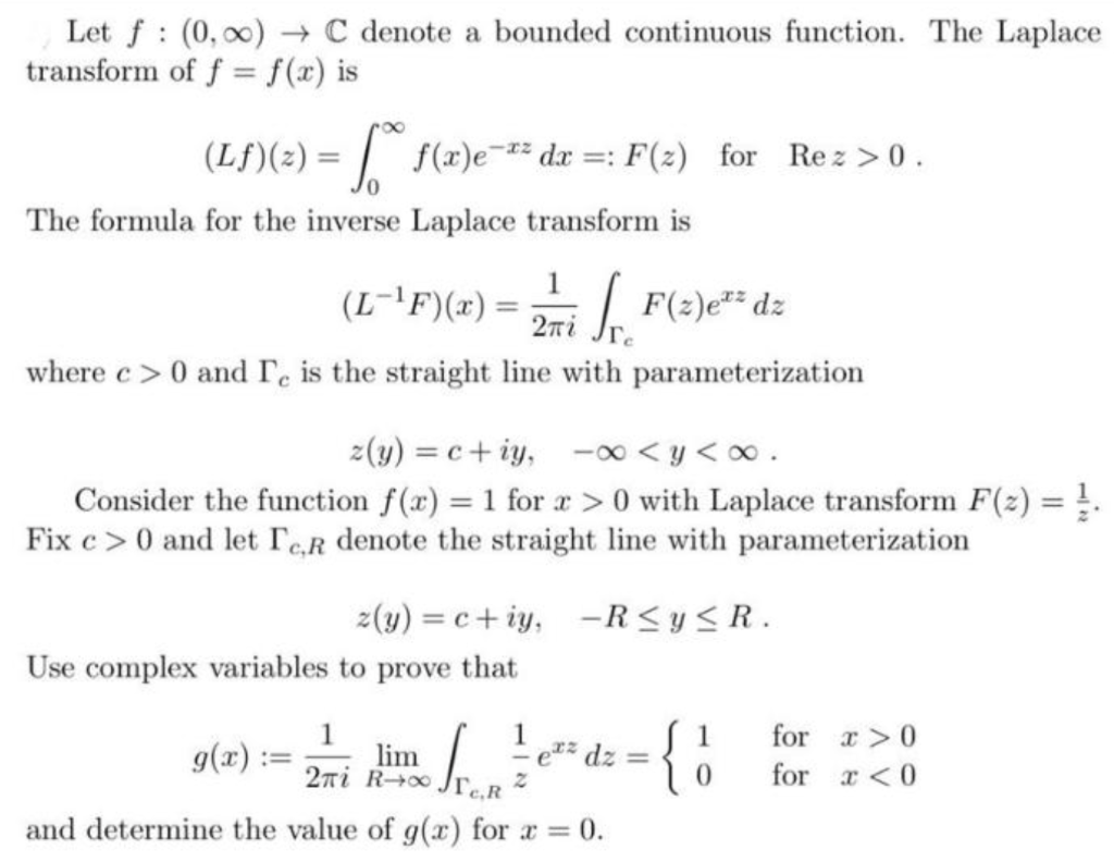 Solved Let f : (0,0) + C denote a bounded continuous | Chegg.com