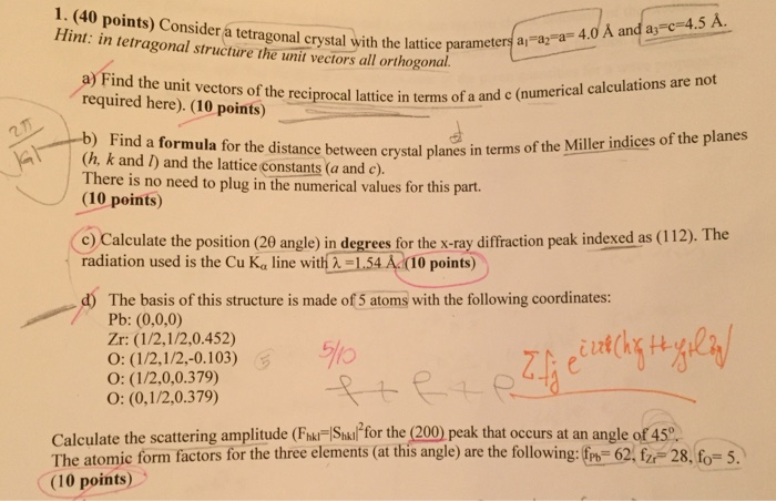 Solved Consider A Tetragonal Crystal With The Lattice | Chegg.com