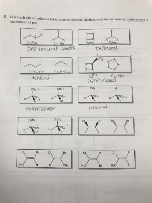 Solved 5. Label each pair of molecules below as either | Chegg.com