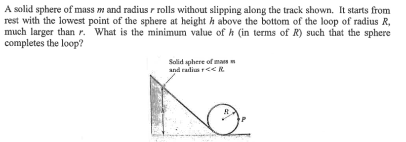 Solved A solid sphere of mass m and radius r rolls without | Chegg.com