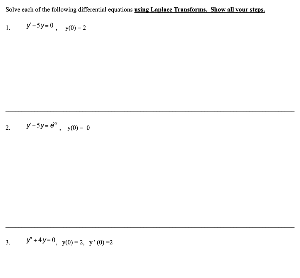 Solved Solve each of the following differential equations | Chegg.com