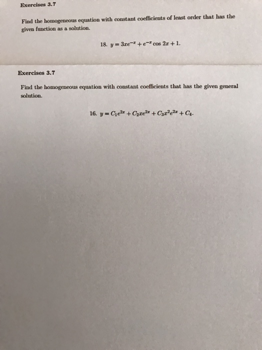 Solved Find the homogeneous equation with constant | Chegg.com