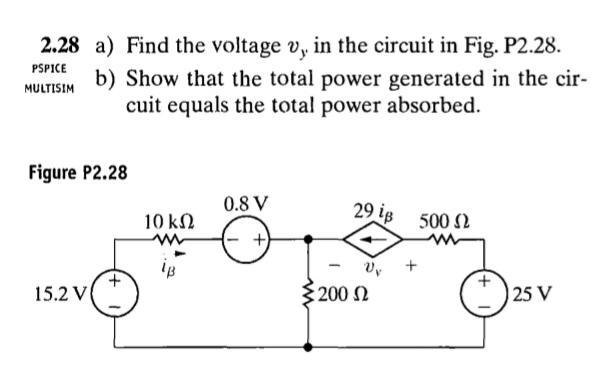 Solved 2.28 a) Find the voltage v, in the circuit in Fig. | Chegg.com