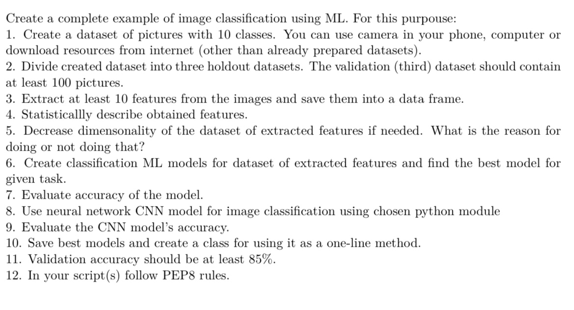 Solved Create a complete example of image classification | Chegg.com