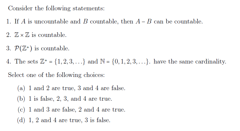 Solved Consider The Following Statements: 1. If A Is | Chegg.com