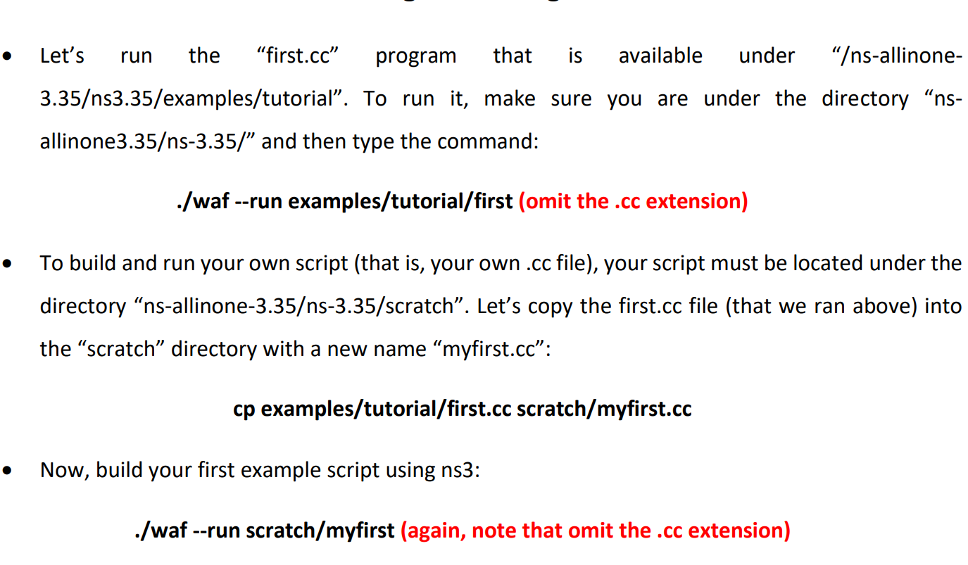 Solved Important Note: the "NS-3_tutorial" document uses the | Chegg.com