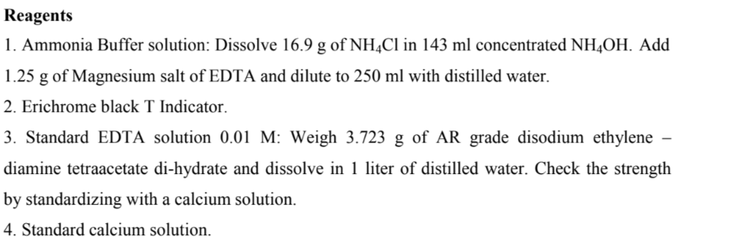 Solved Standard EDTA solution 0.02M ﻿PREPARE reagents for | Chegg.com