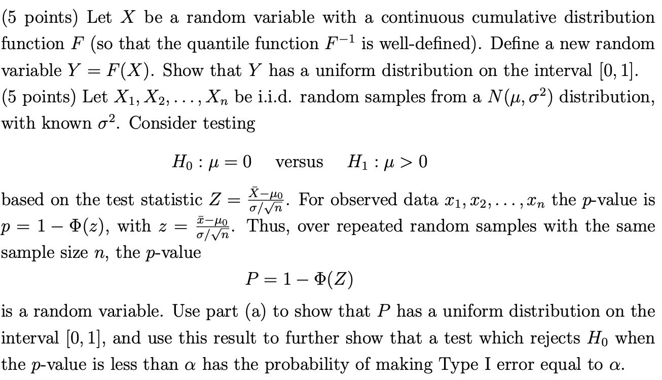 Solved 5 Points Let X Be A Random Variable With A Conti Chegg Com