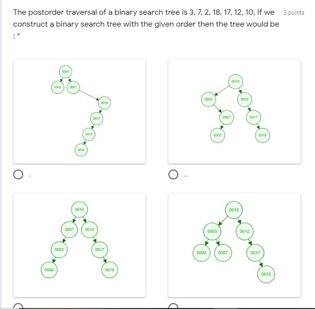 Solved The postorder traversal of a binary search tree is 3, | Chegg.com