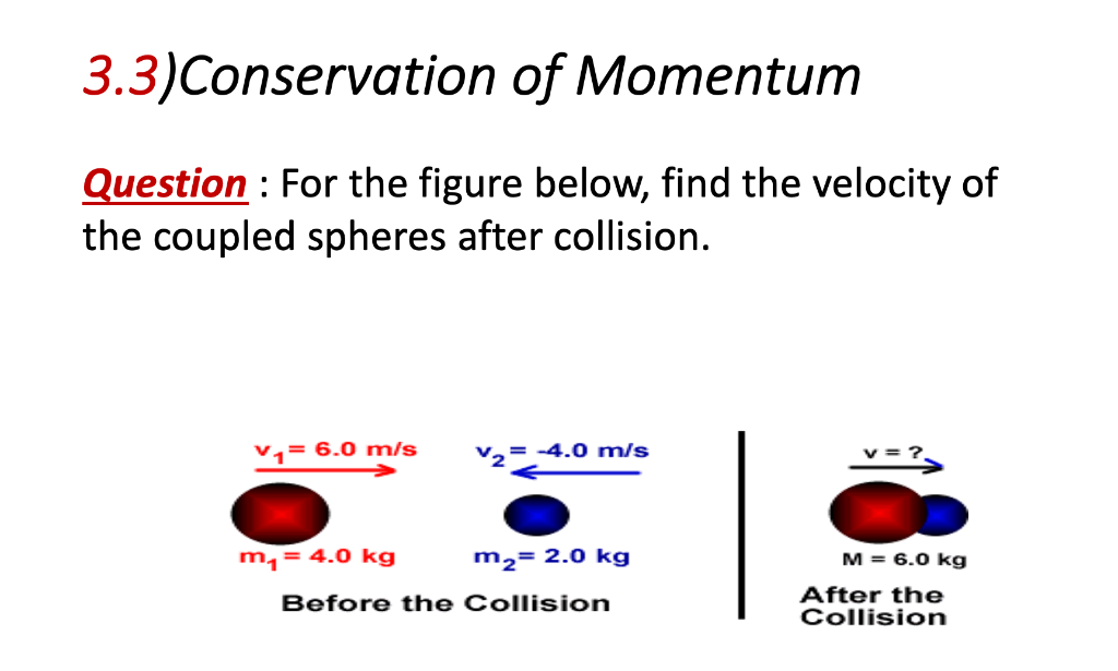 Solved 3.3)Conservation Of Momentum Question : For The | Chegg.com