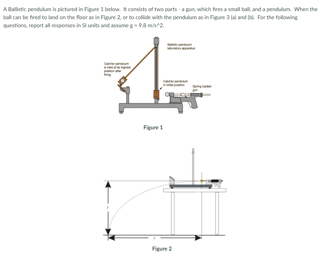 Solved A Ballistic pendulum is pictured in Figure 1 below. | Chegg.com