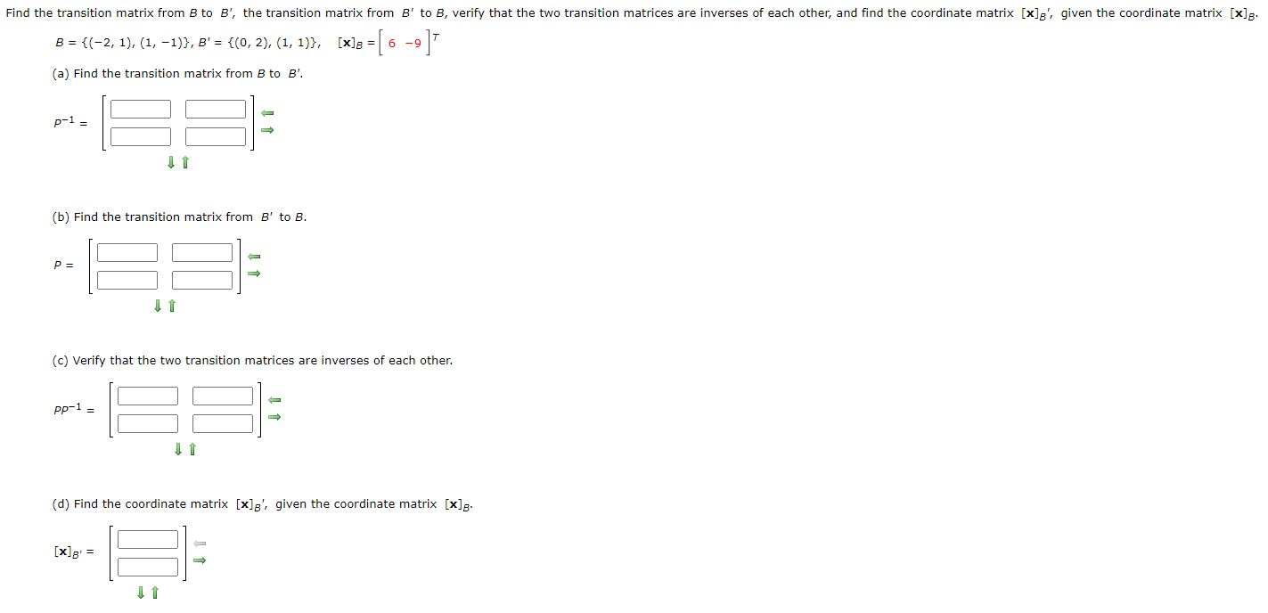 Solved Find The Transition Matrix From B To B', The | Chegg.com