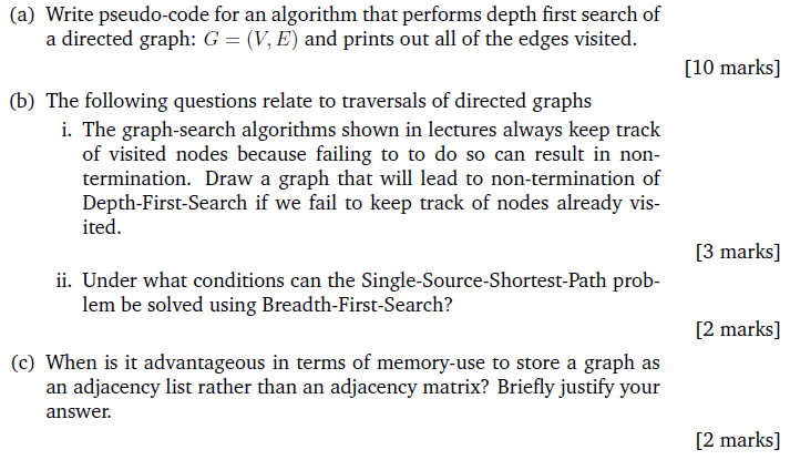 Solved (a) Write pseudo-code for an algorithm that performs | Chegg.com