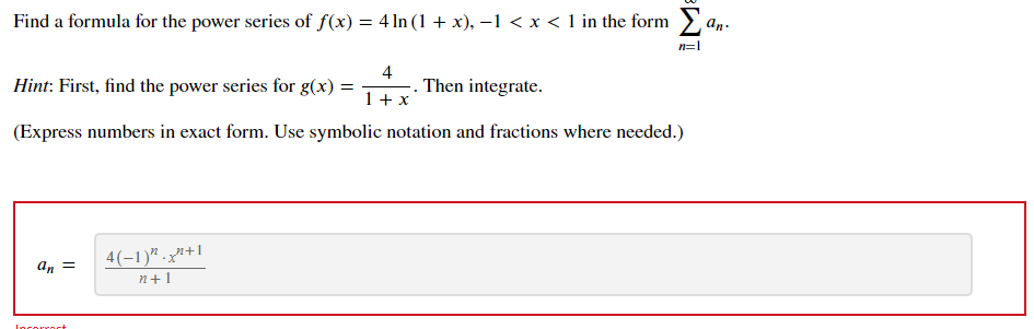 x to the power 4 formula