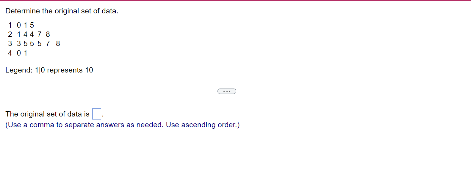 Solved Determine the original set of data.