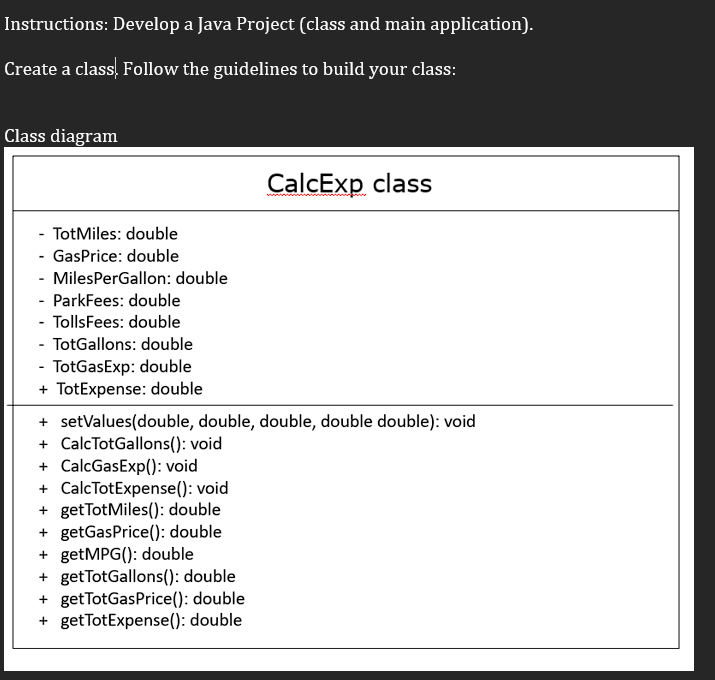 Solved Instructions: Develop a Java Project (class and main | Chegg.com