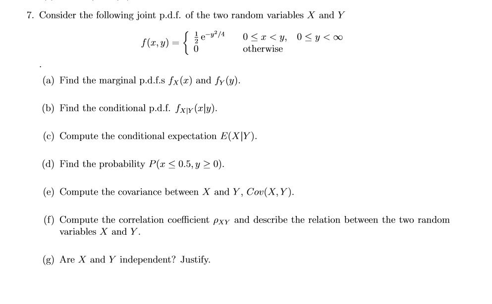 Solved 7. Consider the following joint p.d.f. of the two | Chegg.com